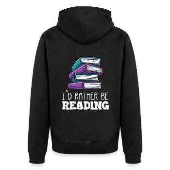 Lesen - Unisex Premium Bio Zip Hoodie - Schwarz - Hinten - Nico (187cm)