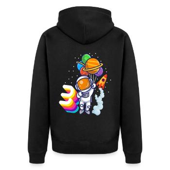 Astronaut 3. Geburtstag Weltraum Jungen Geschenk - Unisex Premium Bio Zip Hoodie - Schwarz - Hinten - Nico (187cm)