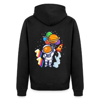 Astronaut 11. Geburtstag Weltraum Jungen Geschenk - Unisex Premium Bio Zip Hoodie - Schwarz - Hinten - Nico (187cm)