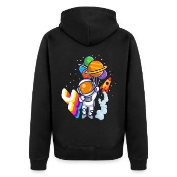 Astronaut 4. Geburtstag Weltraum Jungen Geschenk - Unisex Premium Bio Zip Hoodie - Schwarz - Hinten - Nico (187cm)