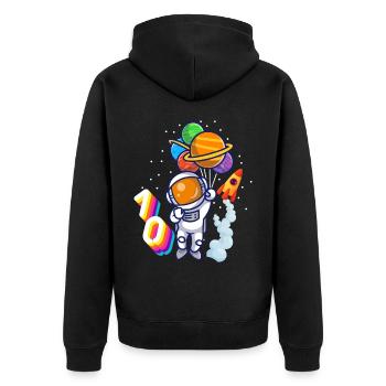 Astronaut 10. Geburtstag Weltraum Jungen Geschenk - Unisex Premium Bio Zip Hoodie - Schwarz - Hinten - Nico (187cm)