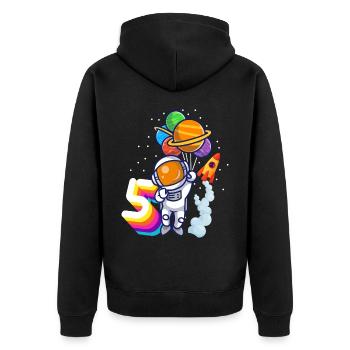 Astronaut 5. Geburtstag Weltraum Jungen Geschenk - Unisex Premium Bio Zip Hoodie - Schwarz - Hinten - Nico (187cm)