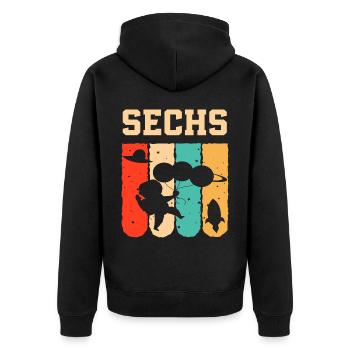 Astronaut 6. Geburtstag Weltraum Jungen Geschenk - Unisex Premium Bio Zip Hoodie - Schwarz - Hinten - Nico (187cm)