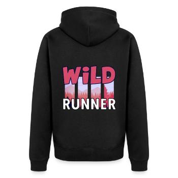 Trail Running Wild Runner Running Trail Mountains - Unisex Premium Organic Zip Hoodie - black - Back - Nico (187cm)
