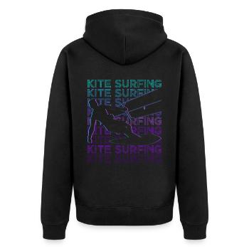 Kitesurfen Kitesurfer Kiteboarding Retro - Unisex Premium Bio Zip Hoodie - Schwarz - Hinten - Nico (187cm)