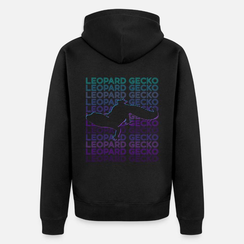 Leopard Gecko Retro - Unisex Premium Bio Zip Hoodie - Schwarz