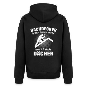 Dachdecker Dachspengler Dachdecken Dachklempner - Unisex Premium Bio Zip Hoodie - Schwarz - Hinten - Nico (187cm)
