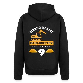 Construction Worker 9th Birthday Excavator Boys Gift - Unisex Premium Organic Zip Hoodie - black - Back - Nico (187cm)