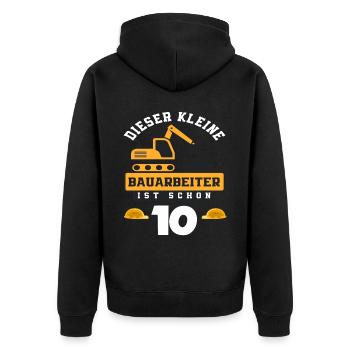 Construction Worker 10th Birthday Excavator Boys Gift - Unisex Premium Organic Zip Hoodie - black - Back - Nico (187cm)