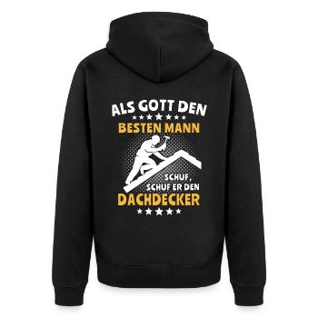 Dachdecker Dachspengler Dachdecken Dachklempner - Unisex Premium Bio Zip Hoodie - Schwarz - Hinten - Nico (187cm)