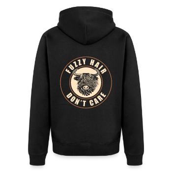 Scottish Highland Cattle Cow - Unisex Premium Bio Zip Hoodie - Schwarz - Hinten - Nico (187cm)