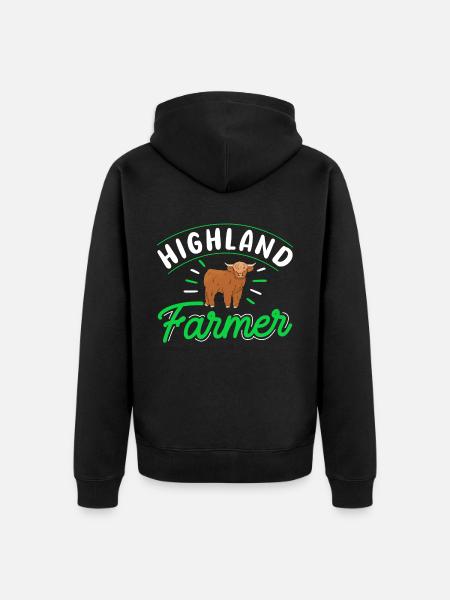Scottish Highland Cattle Cow - Unisex Premium Organic Zip Hoodie - black