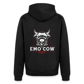 Scottish Highland Cattle Cow - Unisex Premium Bio Zip Hoodie - Schwarz - Hinten - Nico (187cm)
