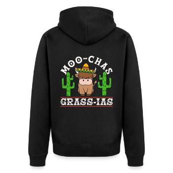 Vache bovine écossaise des Highlands - Veste à capuche bio Premium Unisexe - noir - Dos - Nico (187cm)