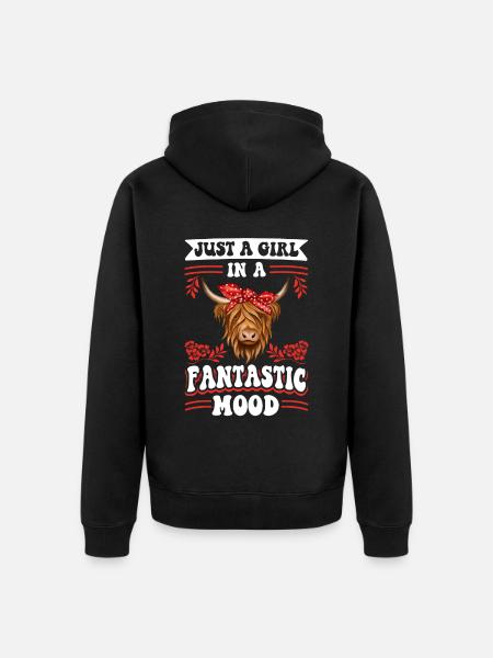 Scottish Highland Cattle Cow - Unisex Premium Bio Zip Hoodie - Schwarz
