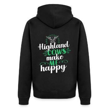 Scottish Highland Cattle Cow - Unisex Premium Bio Zip Hoodie - Schwarz - Hinten - Nico (187cm)