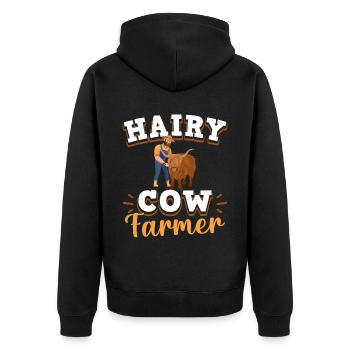 Vache bovine écossaise des Highlands - Veste à capuche bio Premium Unisexe - noir - Dos - Nico (187cm)