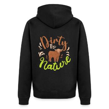 Vache bovine écossaise des Highlands - Veste à capuche bio Premium Unisexe - noir - Dos - Nico (187cm)