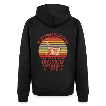 Golfeur Golfeur Né 1978 Anniversaire - Veste à capuche bio Premium Unisexe - noir - Dos - Nico (187cm)