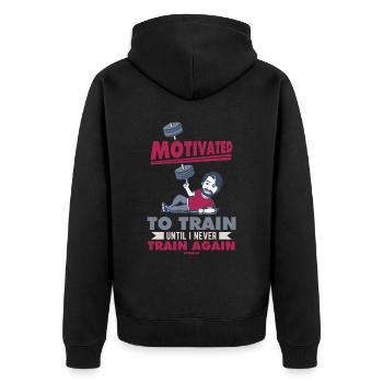 Motivation - Unisex Premium Organic Zip Hoodie - black - Back - Nico (187cm)