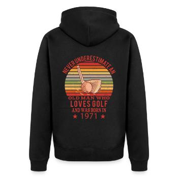 Golfeur Golfeur Né 1971 Anniversaire - Veste à capuche bio Premium Unisexe - noir - Dos - Nico (187cm)