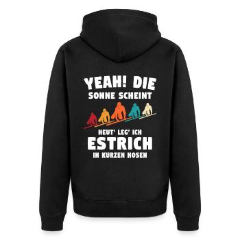 Estrichleger Sprüche Estrich Bodenleger - Unisex Premium Bio Zip Hoodie - Schwarz - Hinten - Nico (187cm)