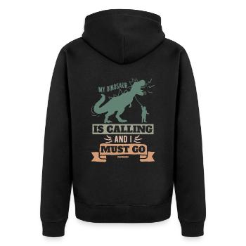 Mon dinosaure appelle et je dois partir - Veste à capuche bio Premium Unisexe - noir - Dos - Nico (187cm)