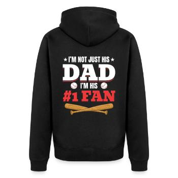 Baseball Dad Stolzer Vater Baseball Sohn - Unisex Premium Bio Zip Hoodie - Schwarz - Hinten - Nico (187cm)