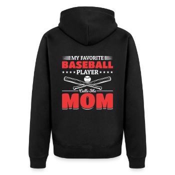 Baseball Mutter Stolz Baseball Mama - Unisex Premium Bio Zip Hoodie - Schwarz - Hinten - Nico (187cm)