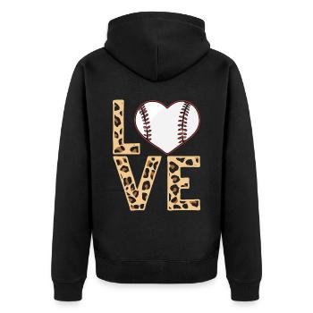 Leopard Baseball Theme Women Baseball - Unisex Premium Organic Zip Hoodie - black - Back - Nico (187cm)