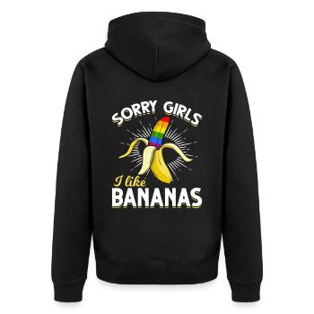 Schwulenstolz Banane LGBTQ Lustig - Unisex Premium Bio Zip Hoodie - Schwarz - Hinten - Nico (187cm)