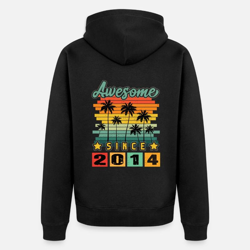 Awesome Since 2014 - Unisex Premium Bio Zip Hoodie - Schwarz