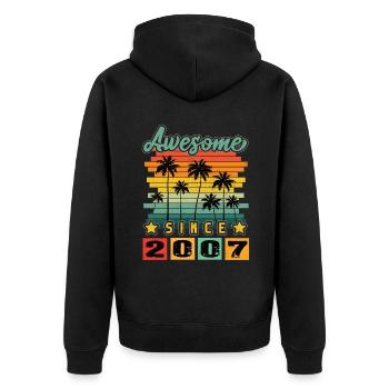 Awesome Since 2007 - Unisex Premium Organic Zip Hoodie - black - Back - Nico (187cm)