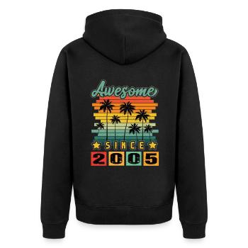 Awesome Since 2005 - Unisex Premium Organic Zip Hoodie - black - Back - Nico (187cm)
