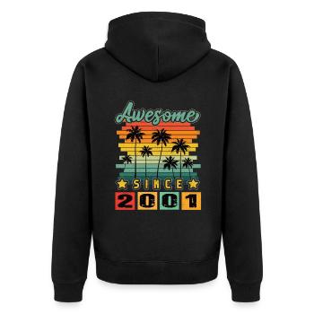 Awesome Since 2001 - Unisex Premium Bio Zip Hoodie - Schwarz - Hinten - Nico (187cm)