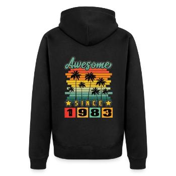 Awesome Since 1983 - Unisex Premium Organic Zip Hoodie - black - Back - Nico (187cm)