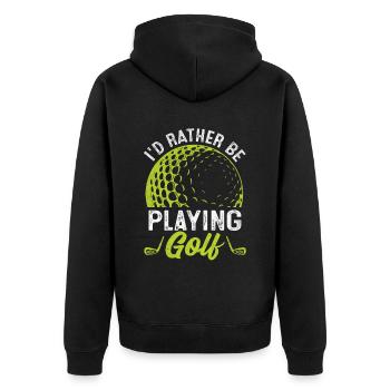 Id Rather Be Playing Golf Golfspieler - Unisex Premium Bio Zip Hoodie - Schwarz - Hinten - Nico (187cm)