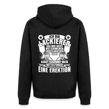 Autolackierer Mittelfinger Airbrush - Unisex Premium Bio Zip Hoodie - Schwarz - Hinten - Nico (187cm)