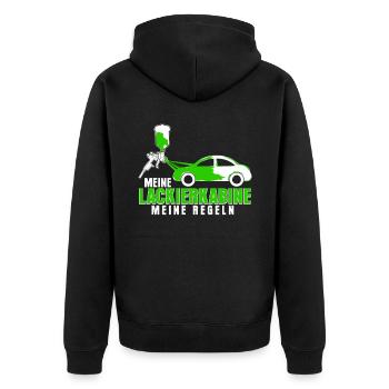 Autolackierer Airbrush Fahrzeuglackierer - Unisex Premium Bio Zip Hoodie - Schwarz - Hinten - Nico (187cm)