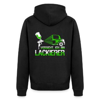 Autolackierer Lackierer Spruch Airbrush - Unisex Premium Bio Zip Hoodie - Schwarz - Hinten - Nico (187cm)