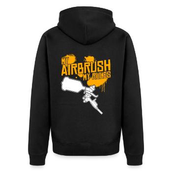 Autolackierer Airbrush Witz Lackierer - Unisex Premium Bio Zip Hoodie - Schwarz - Hinten - Nico (187cm)