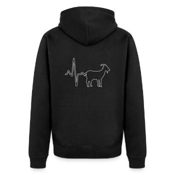 Ziege Herzschlag - Unisex Premium Bio Zip Hoodie - Schwarz - Hinten - Nico (187cm)