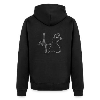 Aikido Herzschlag - Unisex Premium Bio Zip Hoodie - Schwarz - Hinten - Nico (187cm)