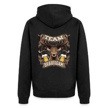JGA T-Shirt Männer Poltern Junggesellenabschied - Unisex Premium Bio Zip Hoodie - Schwarz - Hinten - Nico (187cm)