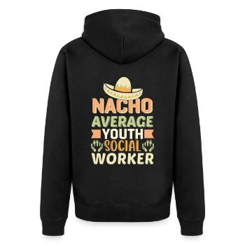 Nacho Travailleur social moyen pour les jeunes - Veste à capuche bio Premium Unisexe - noir - Dos - Nico (187cm)