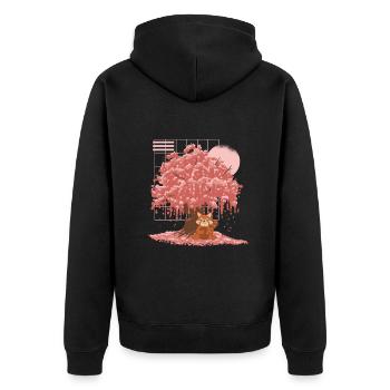 Panda roux Cerisier japonais en fleurs - Veste à capuche bio Premium Unisexe - noir - Dos - Nico (187cm)