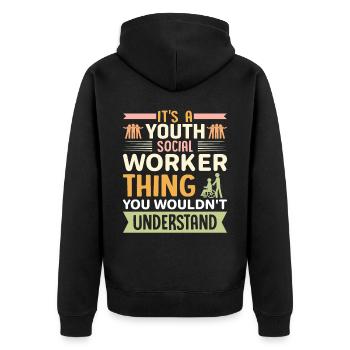 C’est une affaire de travailleur social pour les jeunes - Veste à capuche bio Premium Unisexe - noir - Dos - Nico (187cm)
