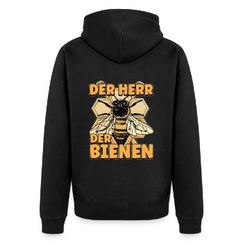 Herr Der Bienen Imker Bienenflüster Biene - Unisex Premium Bio Zip Hoodie - Schwarz - Hinten - Nico (187cm)