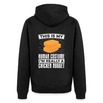 My Human Costume Nugget Lover Chicken - Unisex Premium Organic Zip Hoodie - black - Back - Nico (187cm)