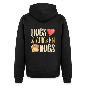 Hugs & Chicken Nugs Nugget Lover Chicken - Unisex Premium Organic Zip Hoodie - black - Back - Nico (187cm)